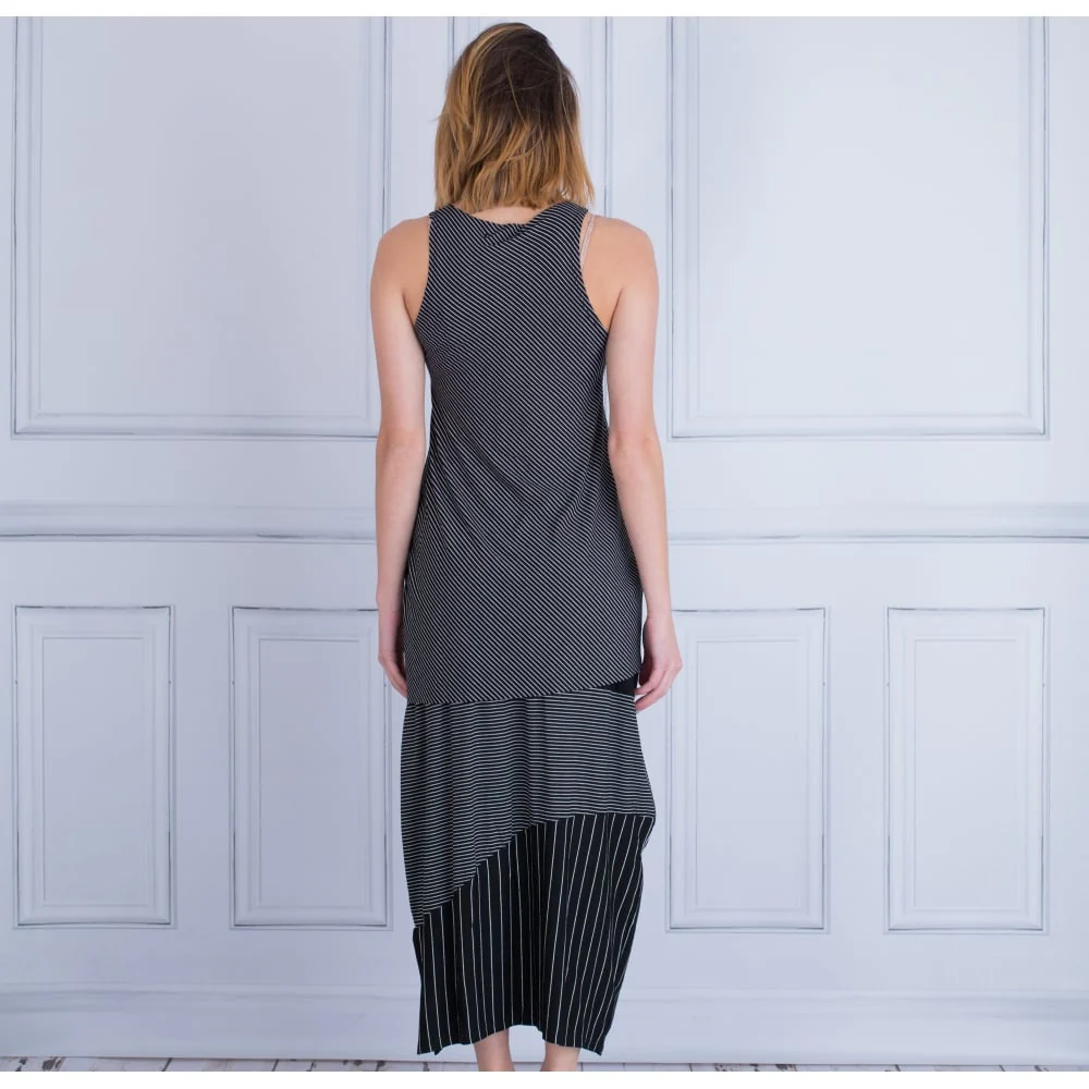 Alembika Scoop Neck Asymmetric Jersey Stripe Tunic Black/White - Image 5