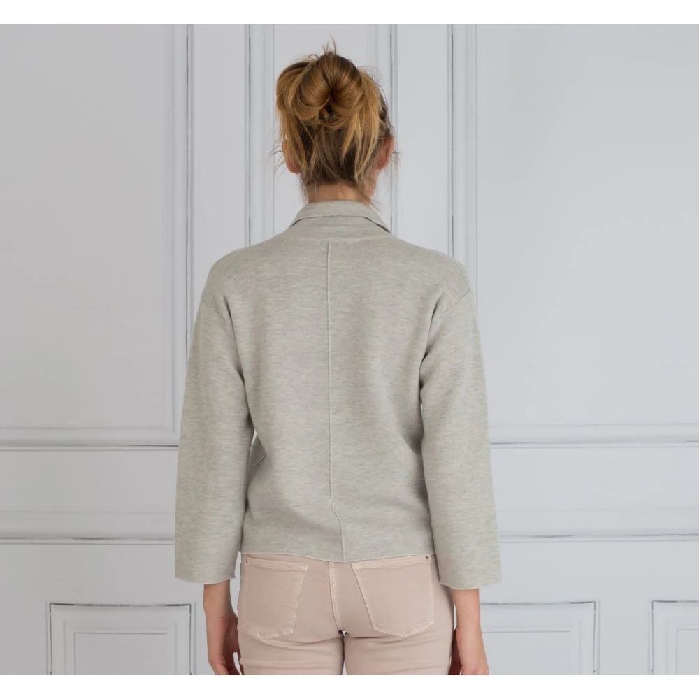 FFC One Button Marl Jacket With Stripe Lining Grey - Image 5