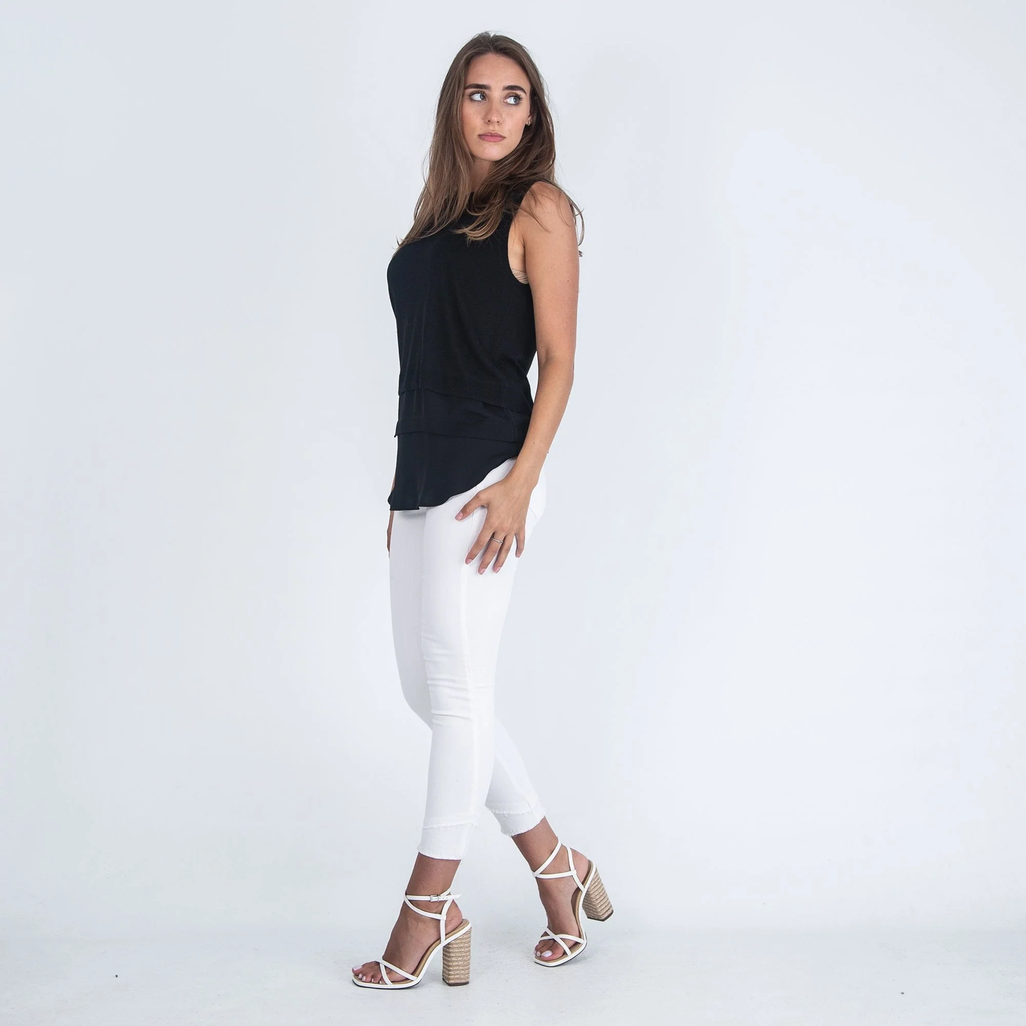 Michael Kors Sleeveless Knit Top With Fabric Hem Black - Image 4
